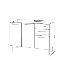 Balcão de Pia em Aço 3 Portas 2 Gavetas 120cm sem Pia Liz Telasul