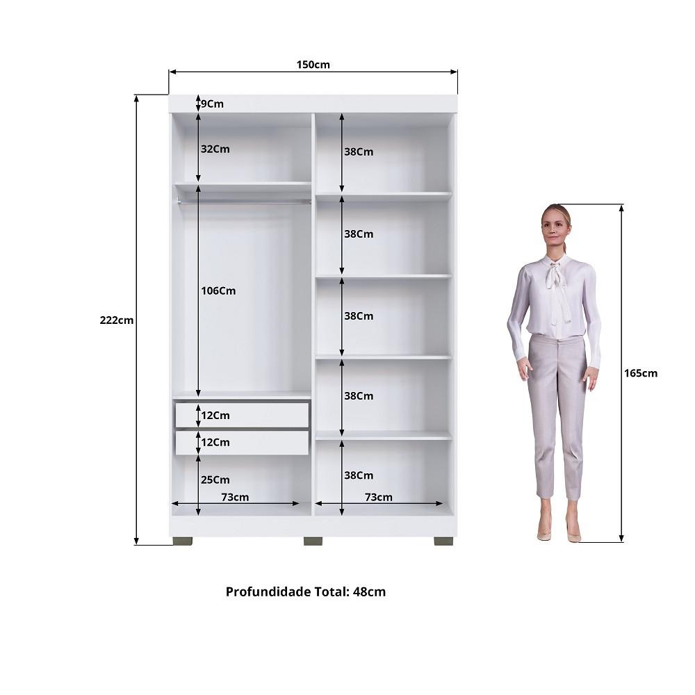 Guarda Roupa Solteiro Ripado 4 Portas com Pés Flórida Faimec - 4