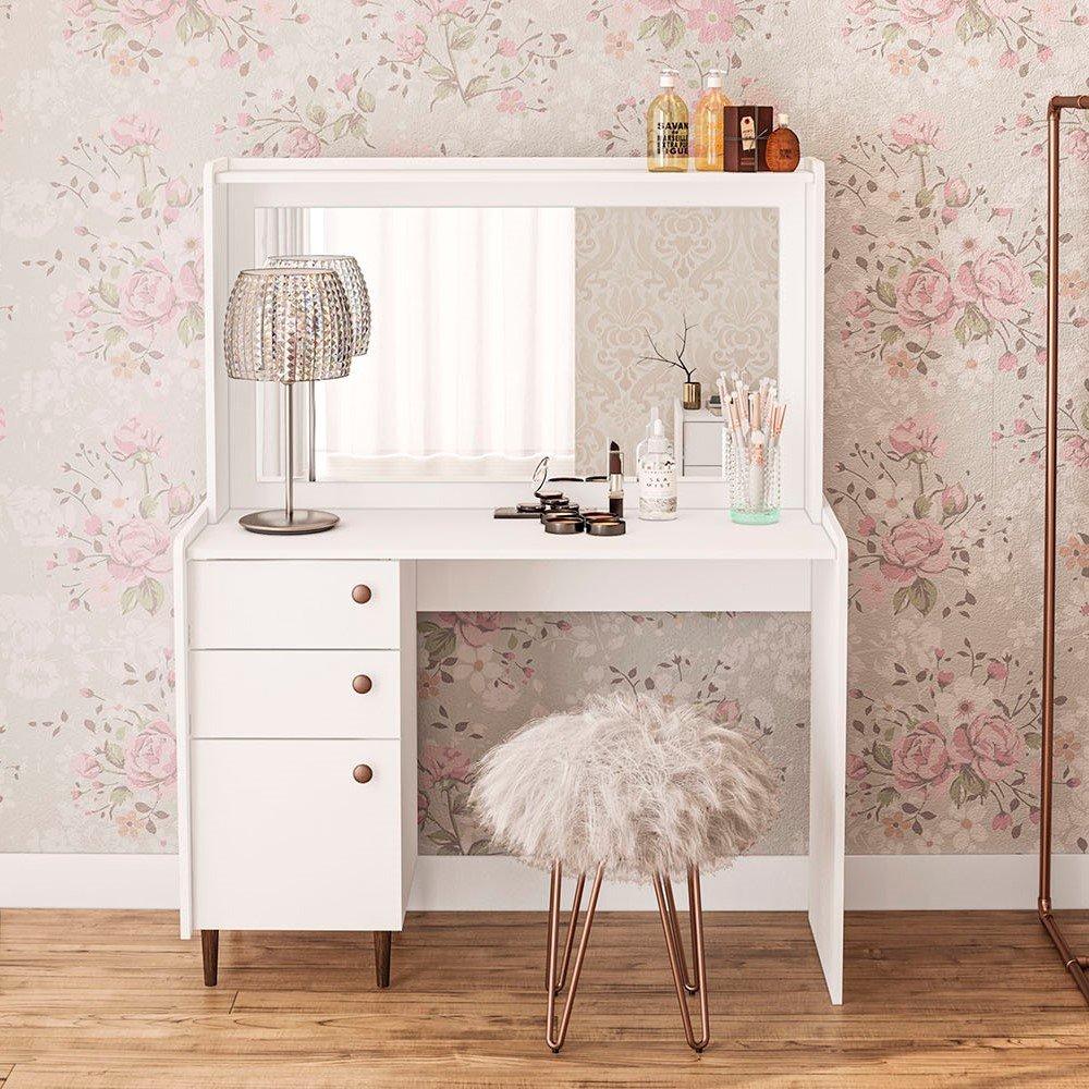 Penteadeira Camarim com Espelho 1 Porta 2 Gavetas Luisiana Politorno - 1