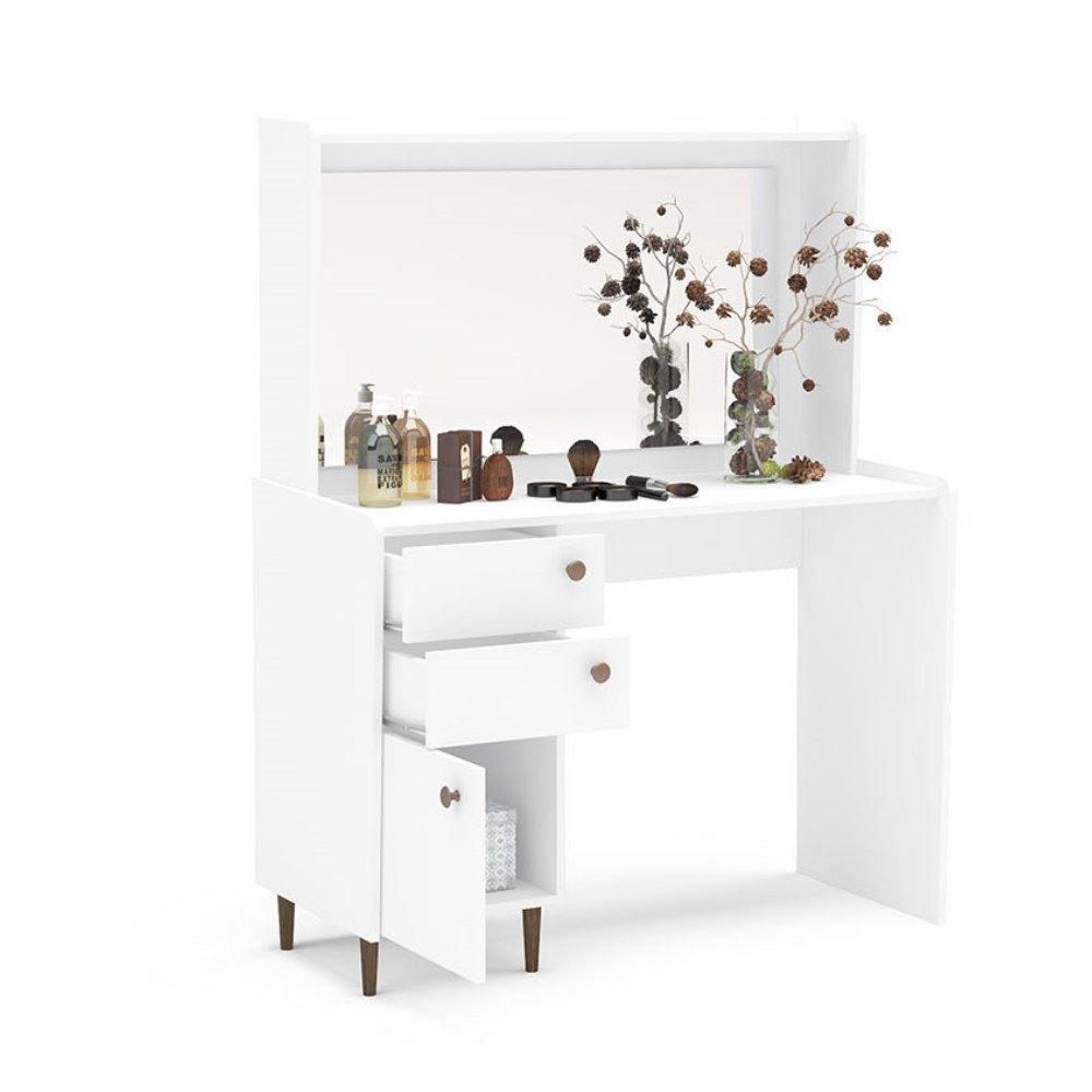 Penteadeira Camarim com Espelho 1 Porta 2 Gavetas Luisiana Politorno - 3