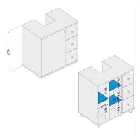 Gabinete para Banheiro 1 Porta 3 Gavetas 3386 Politorno - 5