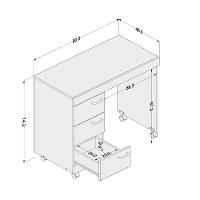 Escrivaninha 3 Gavetas Osaka Politorno - 5