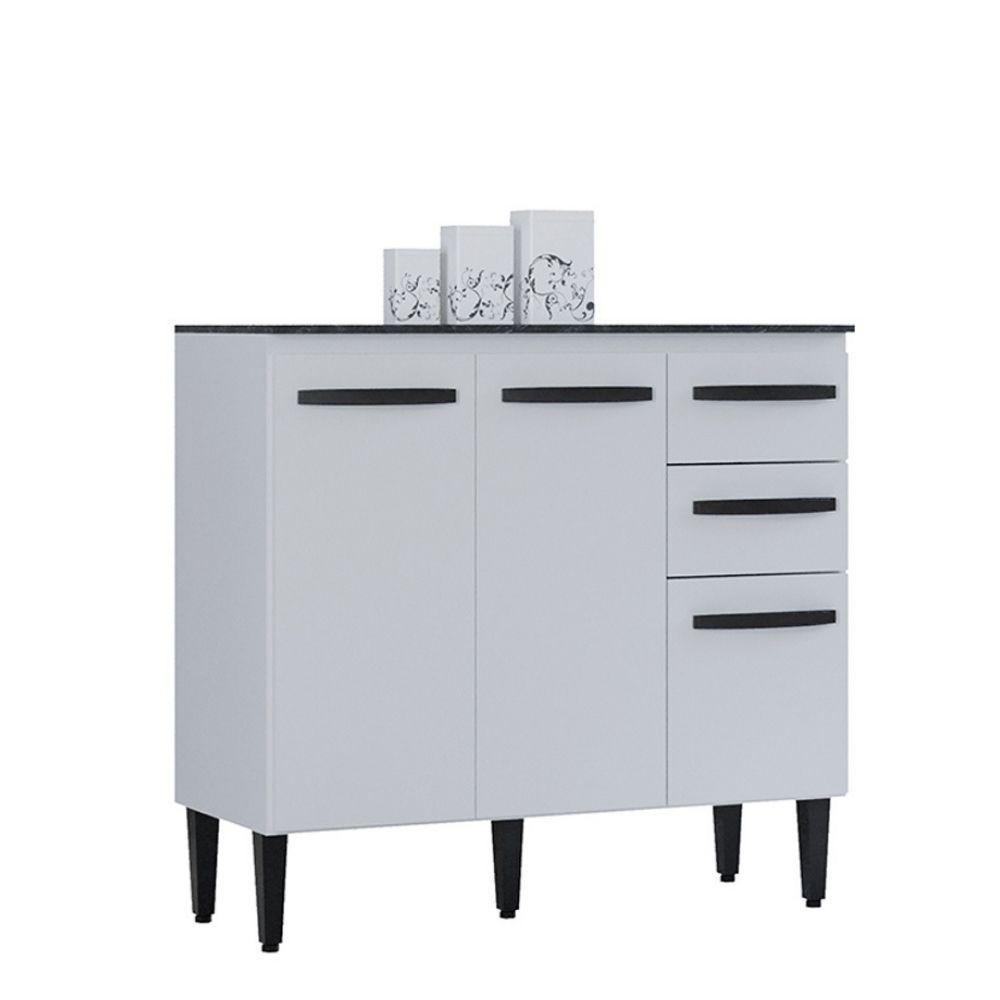 Balcão de Cozinha com Tampo 3 Portas 90cm Isadora Poquema - 2