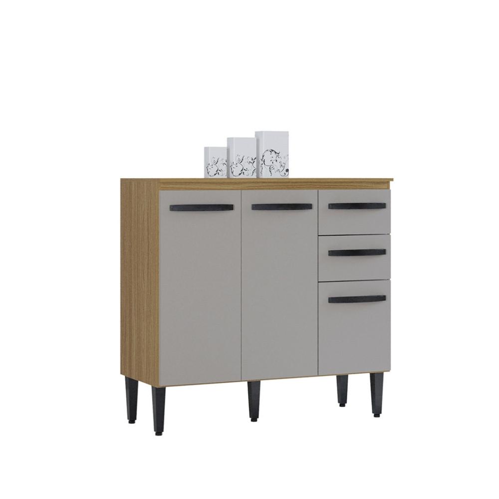 Balcão de Cozinha com Tampo 3 Portas 90cm Isadora Poquema - 2