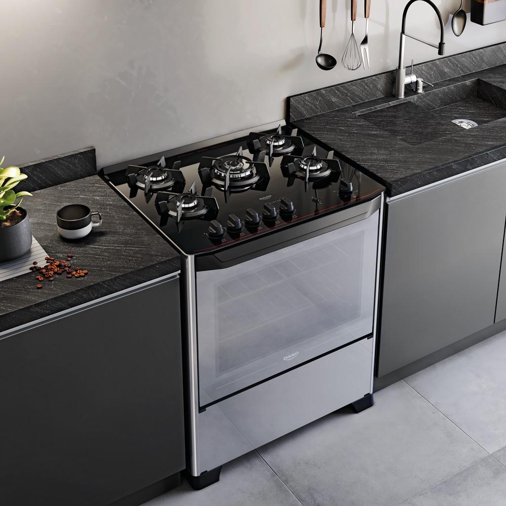 Fogão 5 Bocas Dako Magister Style com Frente de Vidro Espelhado - 6