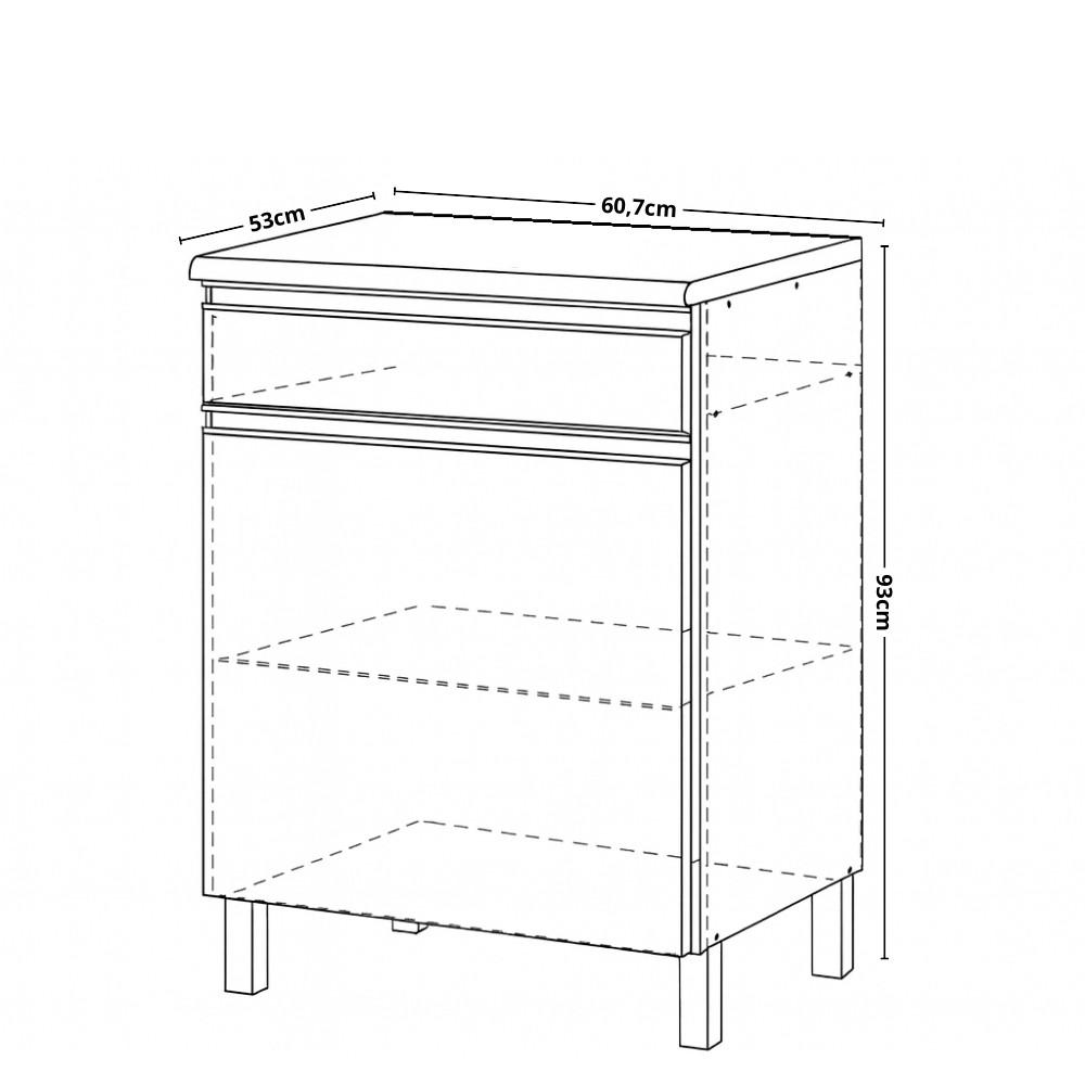Balcão 1 Porta com Tampo 60cm Star Indekes - 3