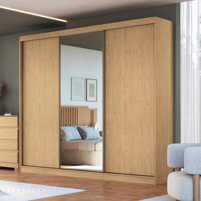 Guarda Roupa Casal Flex com Espelho 3 Portas de Correr em MDF
