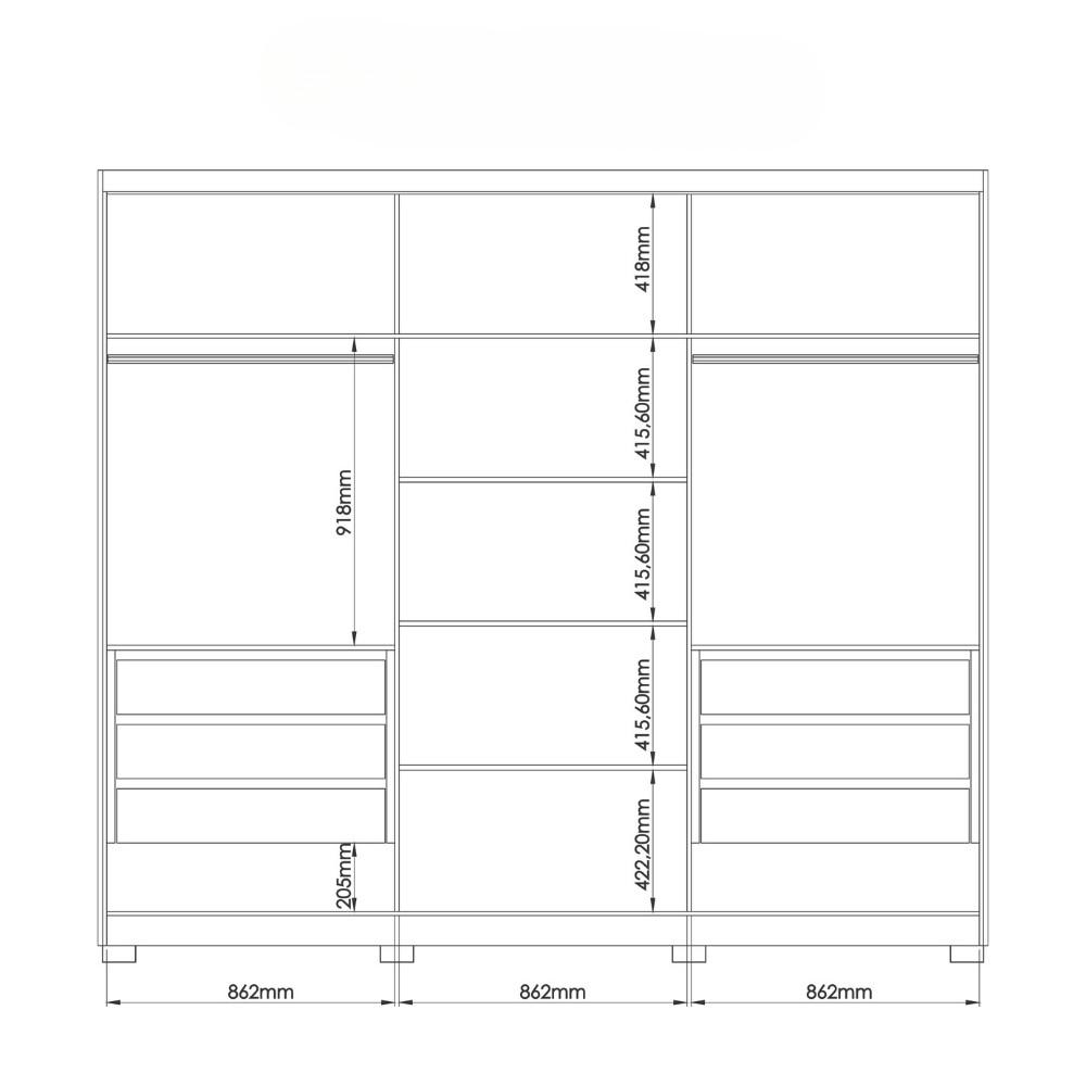 Guarda Roupa Casal 6 Portas com Pés Brescia Móveis Castro - 5