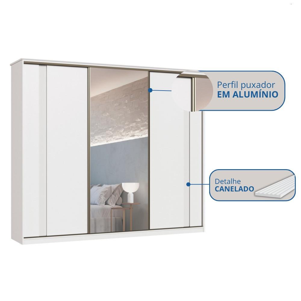 Guarda Roupa Casal com Espelho 3 Portas de Correr em MDF - 5