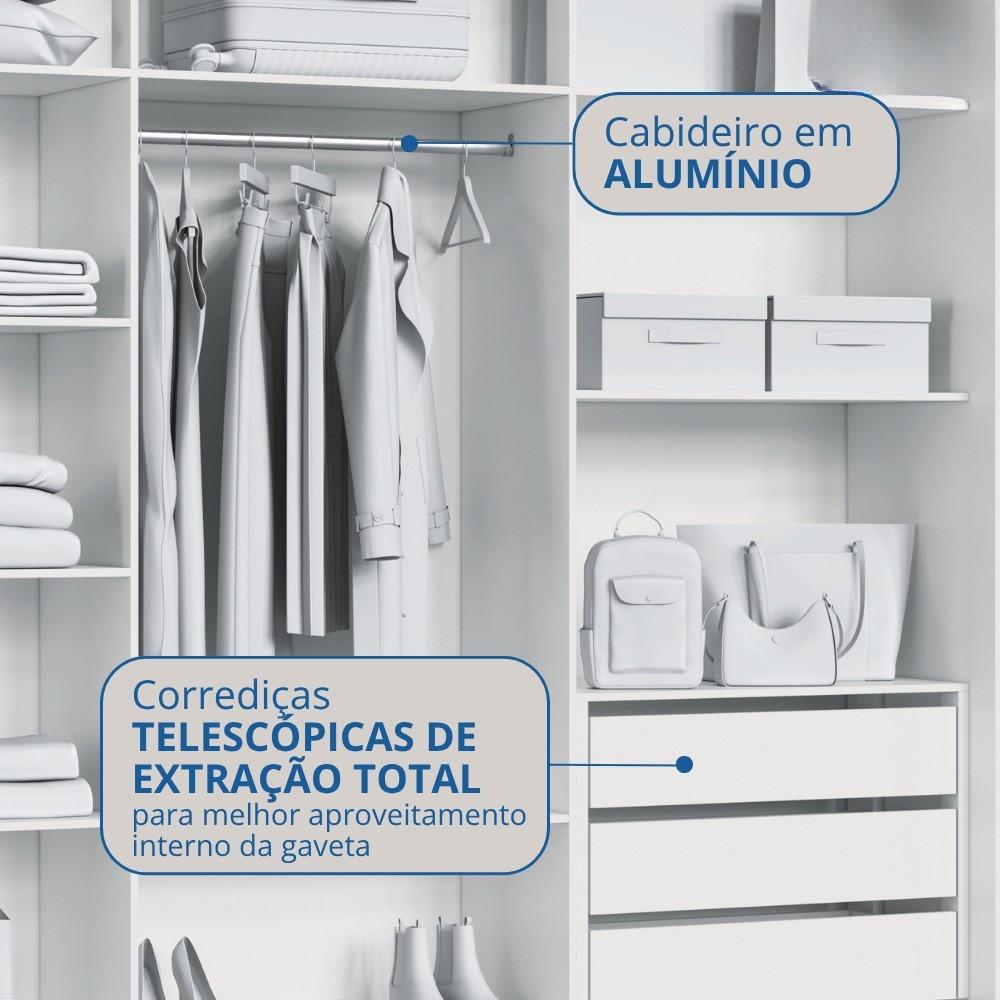 Guarda Roupa Casal com Espelho 3 Portas de Correr em MDF - 6