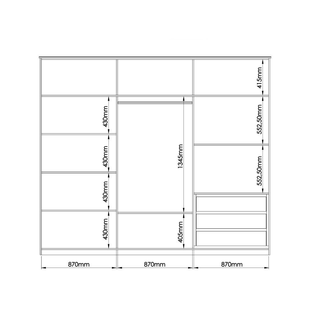 Guarda Roupa Casal com Espelho 3 Portas de Correr em MDF - 7