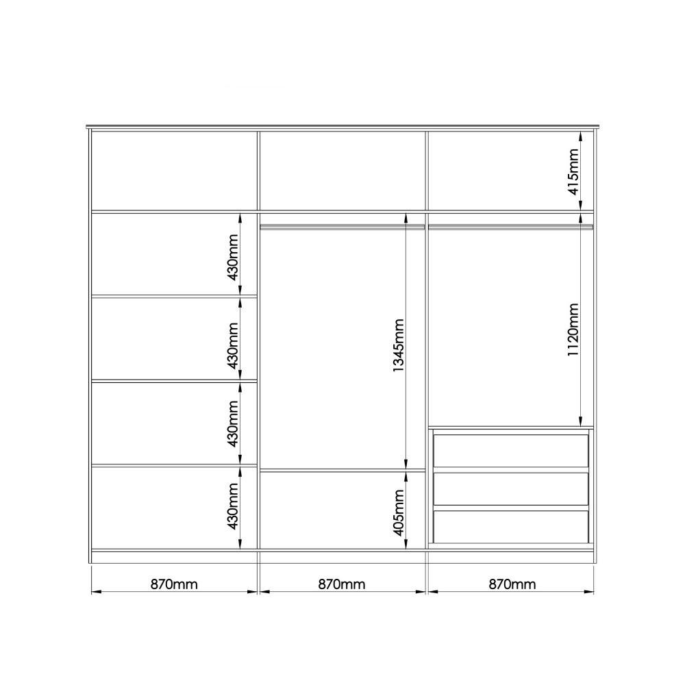 Guarda Roupa Casal com Espelho 3 Portas de Correr em MDF - 8