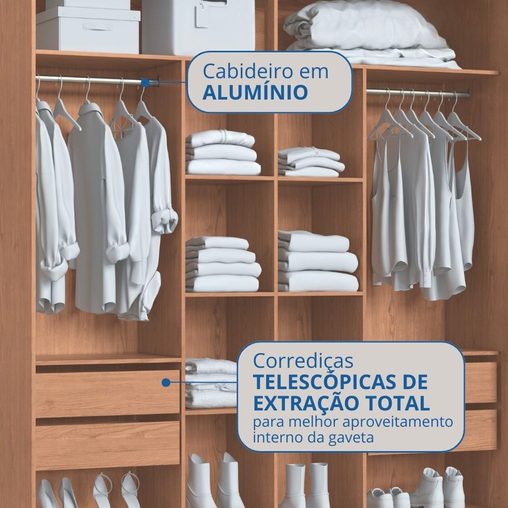 Guarda Roupa Casal 2 Portas de Correr com Pés em MDF - 5