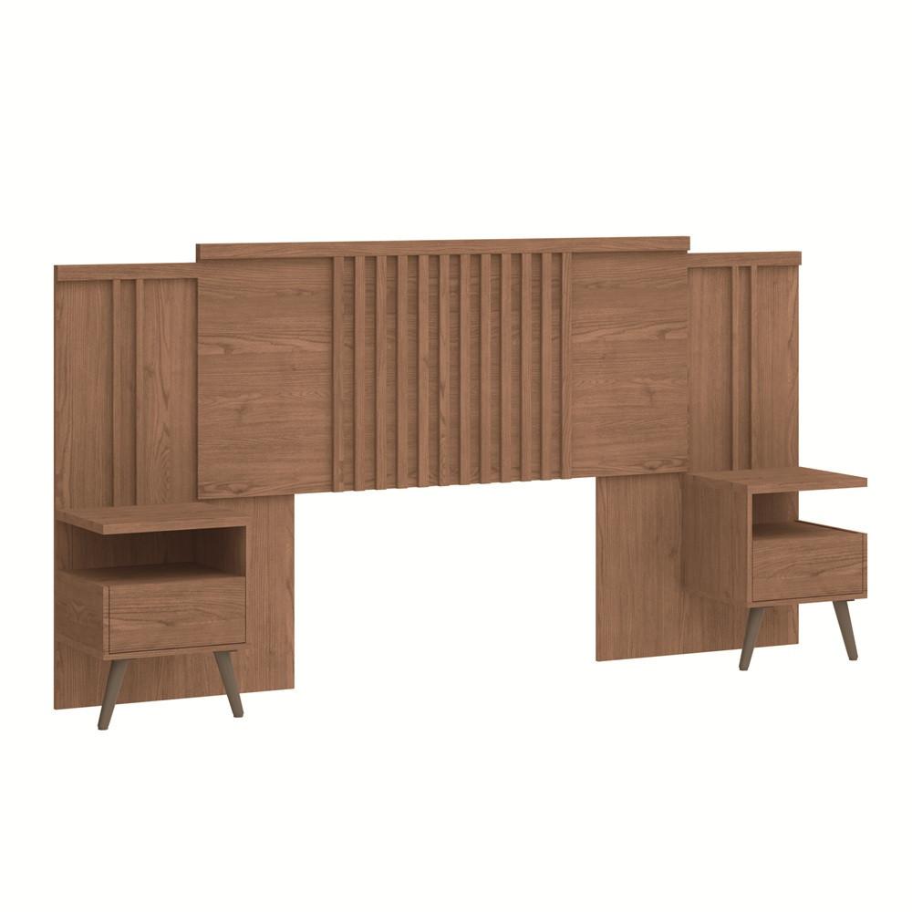 Cabeceira Casal Extensível Ripada com 2 Mesas - 2