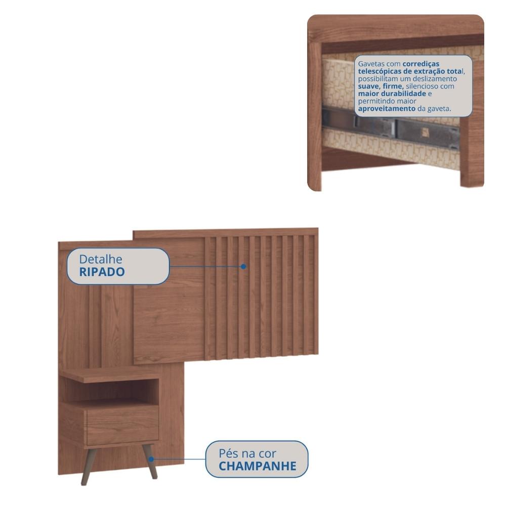Cabeceira Casal Extensível Ripada com 2 Mesas - 3