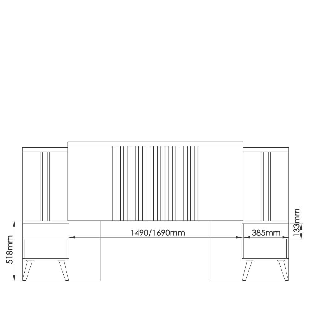 Cabeceira Casal Extensível Ripada com 2 Mesas - 5