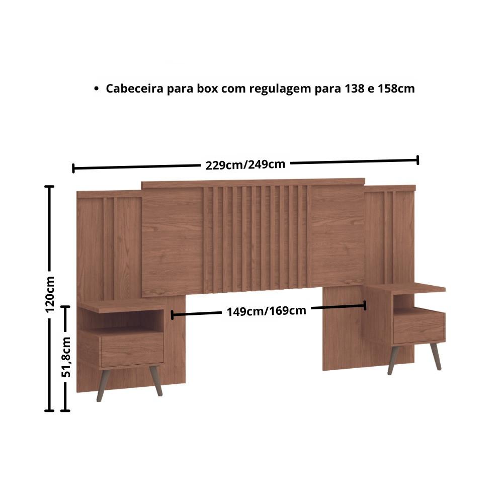 Cabeceira Casal Extensível Ripada com 2 Mesas - 6