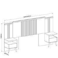 Cabeceira Casal Extensível Ripada com 2 Mesas
