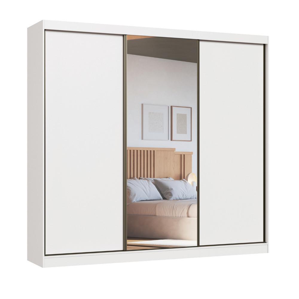 Guarda Roupa Casal com Espelho 3 Portas de Correr em MDF - 2