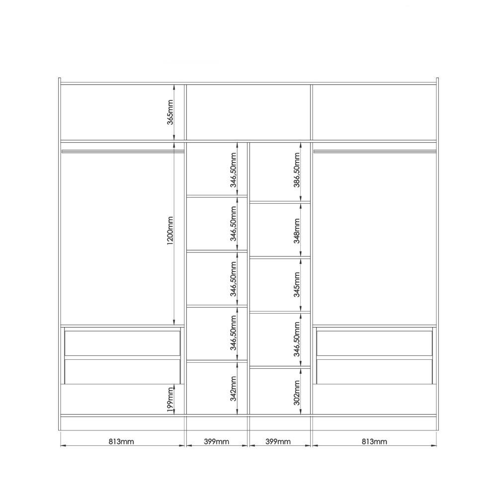 Guarda Roupa Casal com Espelho 3 Portas de Correr em MDF - 5