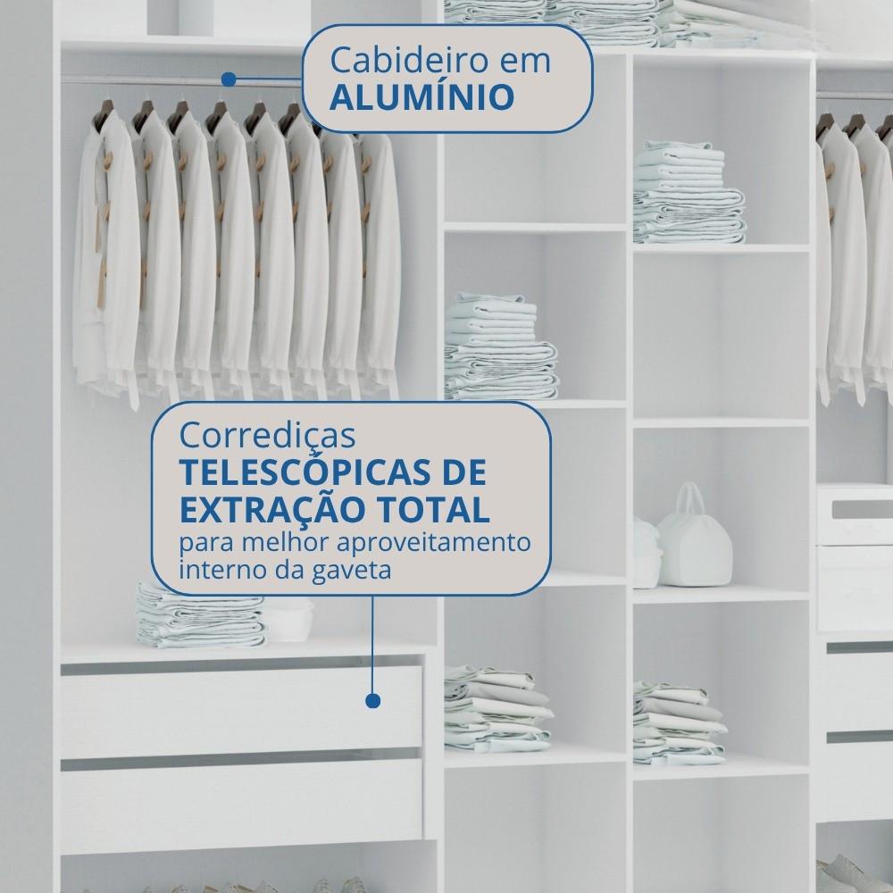 Guarda Roupa Casal com Espelho 3 Portas de Correr em MDF - 7