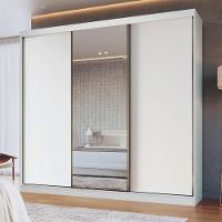 Guarda Roupa Casal com Espelho 3 Portas de Correr em MDF - 1