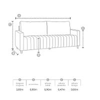 Sofá 3 Lugares 200cm Linho Iza Takei - 4