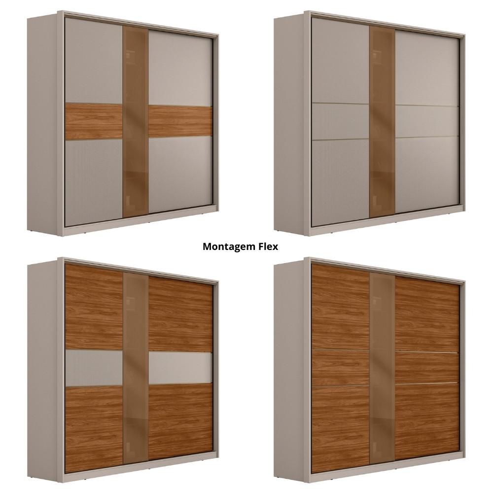 Guarda Roupa Casal com Vidro Reflecta 2 Portas de Correr em MDF Authentic Demóbile - 2