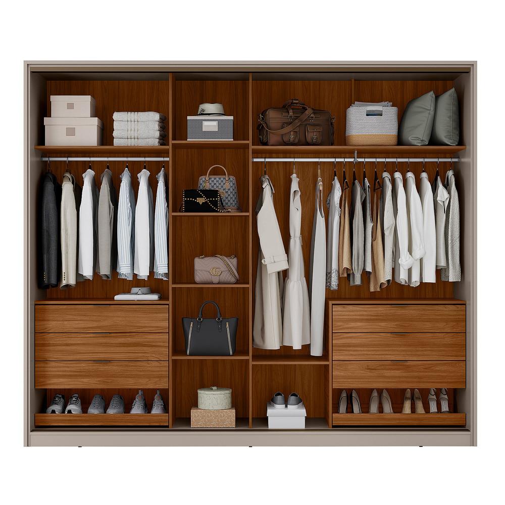 Guarda Roupa Casal com Vidro Reflecta 2 Portas de Correr em MDF Authentic Demóbile - 3