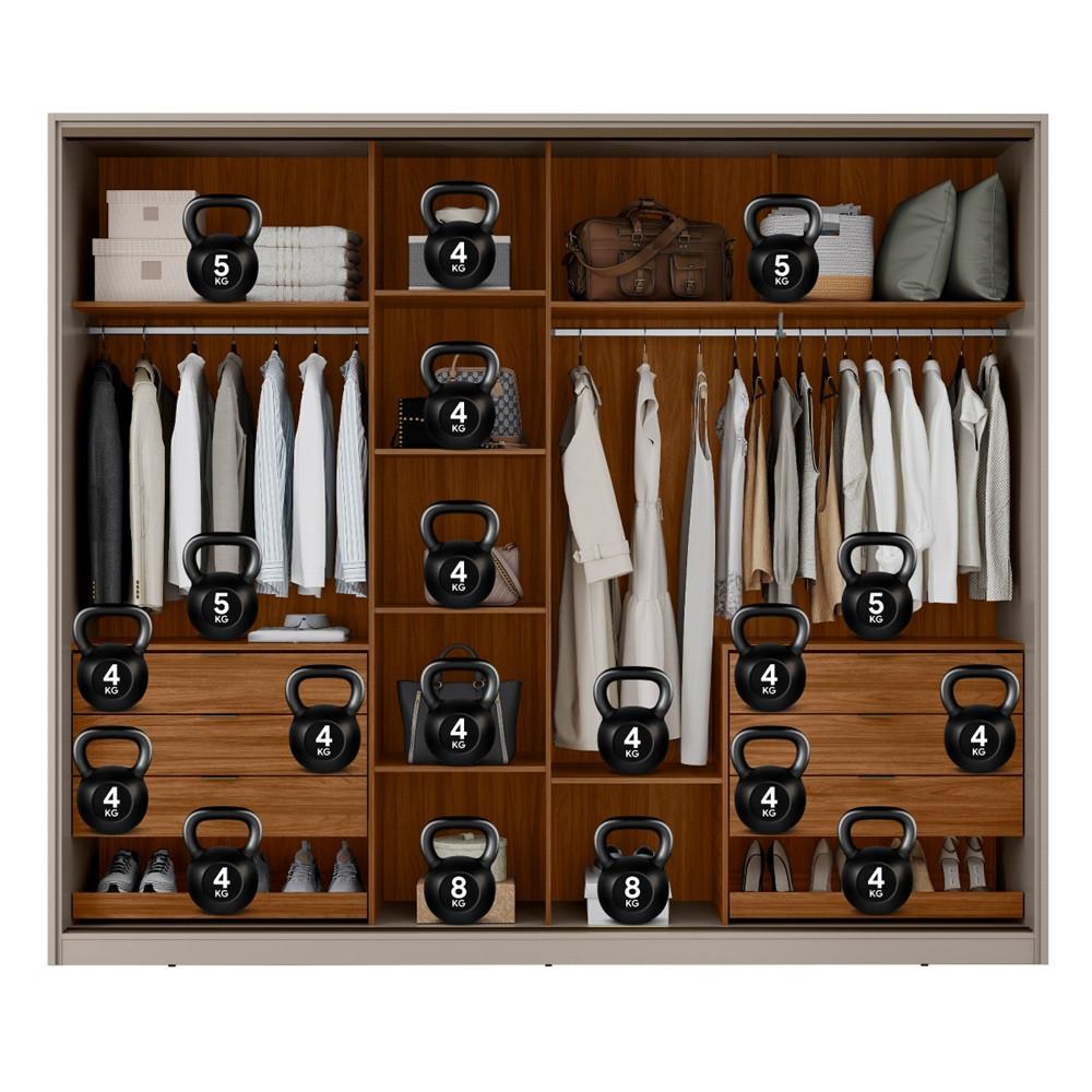 Guarda Roupa Casal com Vidro Reflecta 2 Portas de Correr em MDF Authentic Demóbile - 5