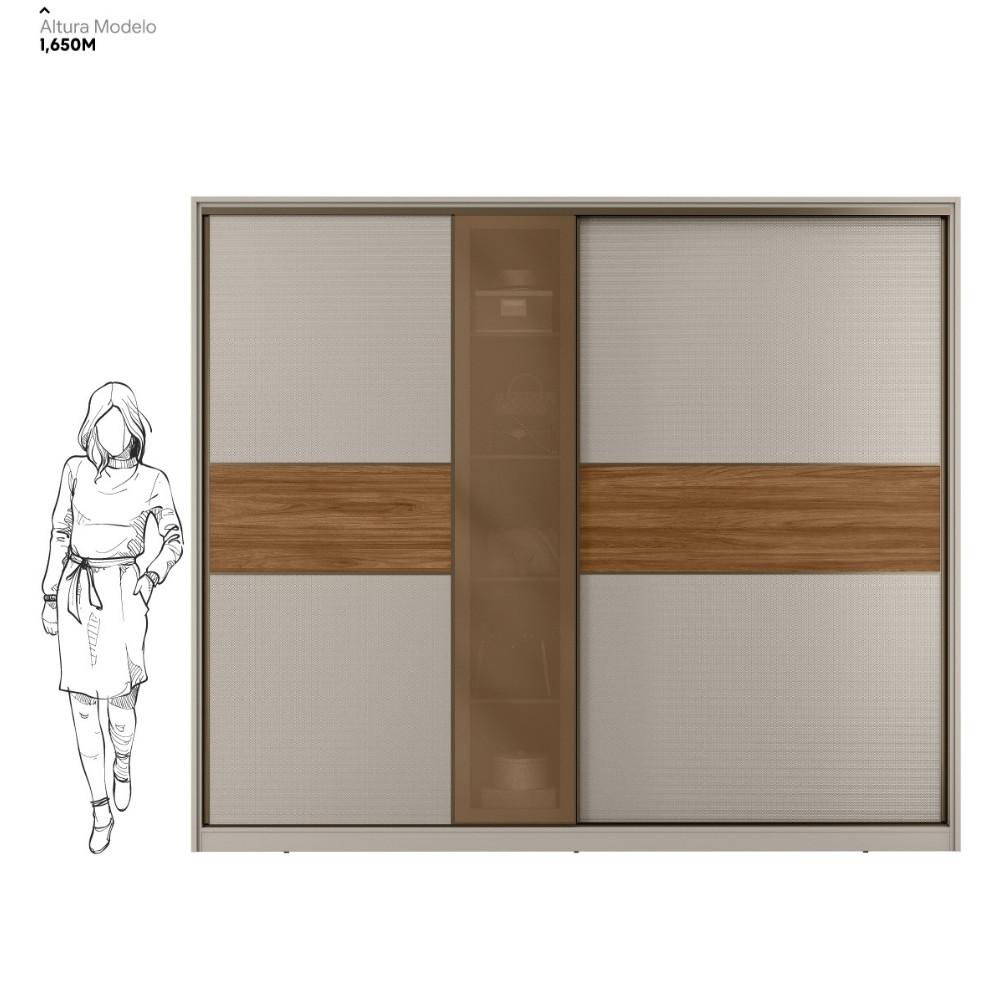 Guarda Roupa Casal com Vidro Reflecta 2 Portas de Correr em MDF Authentic Demóbile - 8