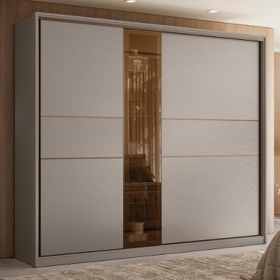 Guarda Roupa Casal com Vidro Reflecta 2 Portas de Correr em MDF Authentic Demóbile