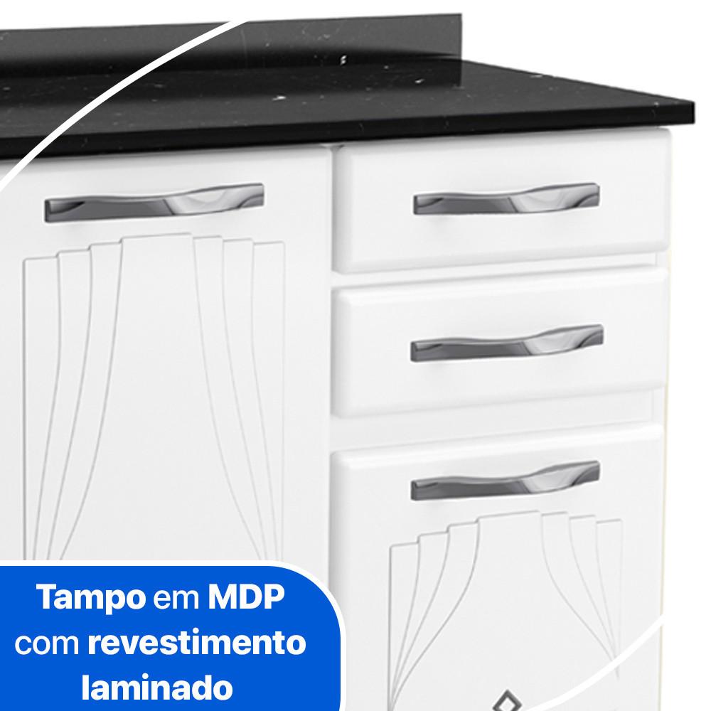 Balcão de Pia em Aço 3 Portas 2 Gavetas 120cm com Tampo - 6