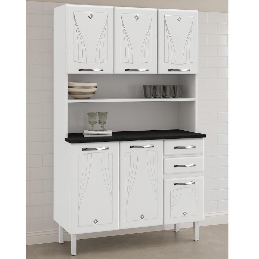 Cozinha Compacta em Aço 6 Portas 2 Gavetas com Tampo - 1