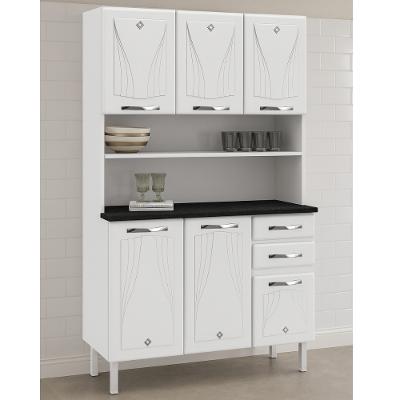 Cozinha Compacta em Aço 6 Portas 2 Gavetas com Tampo