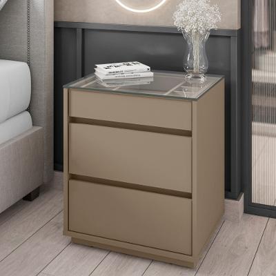 Mesa de Cabeceira com Tampo de Vidro 3 Gavetas Belize Casa D