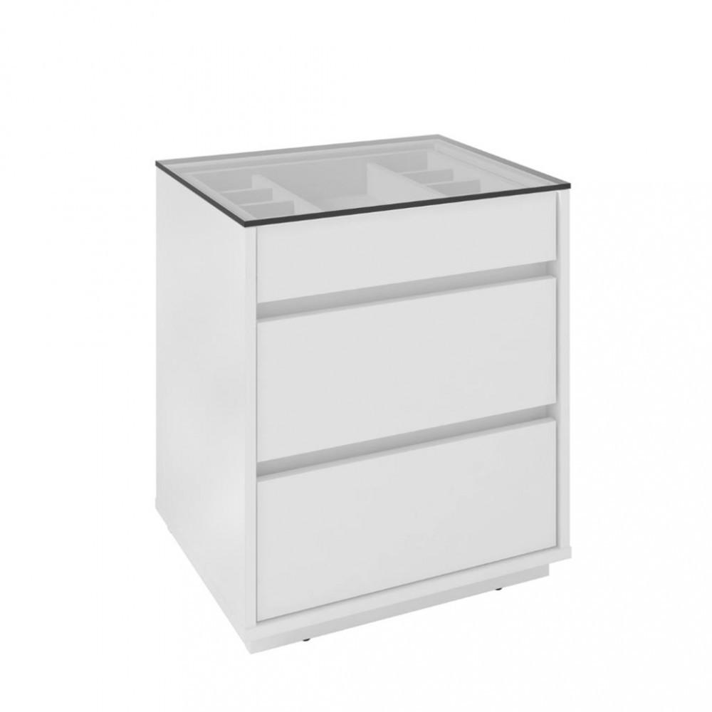 Mesa de Cabeceira com Tampo de Vidro 3 Gavetas Belize Casa D - 2