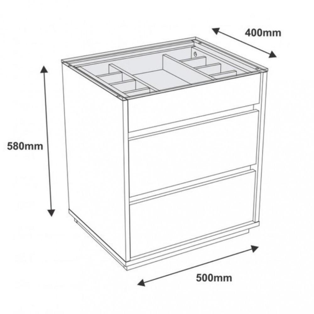 Mesa de Cabeceira com Tampo de Vidro 3 Gavetas Belize Casa D - 4
