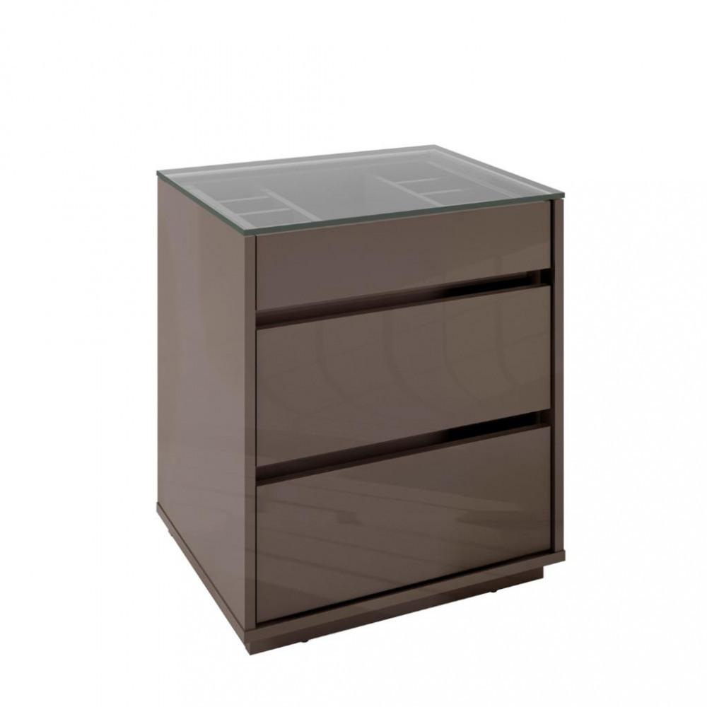 Mesa de Cabeceira com Tampo de Vidro 3 Gavetas Belize Casa D - 2