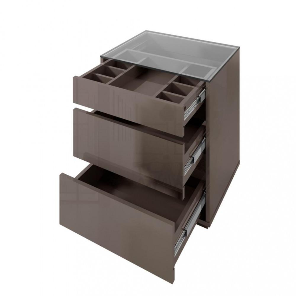 Mesa de Cabeceira com Tampo de Vidro 3 Gavetas Belize Casa D - 3