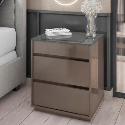 Mesa de Cabeceira com Tampo de Vidro 3 Gavetas Belize Casa D