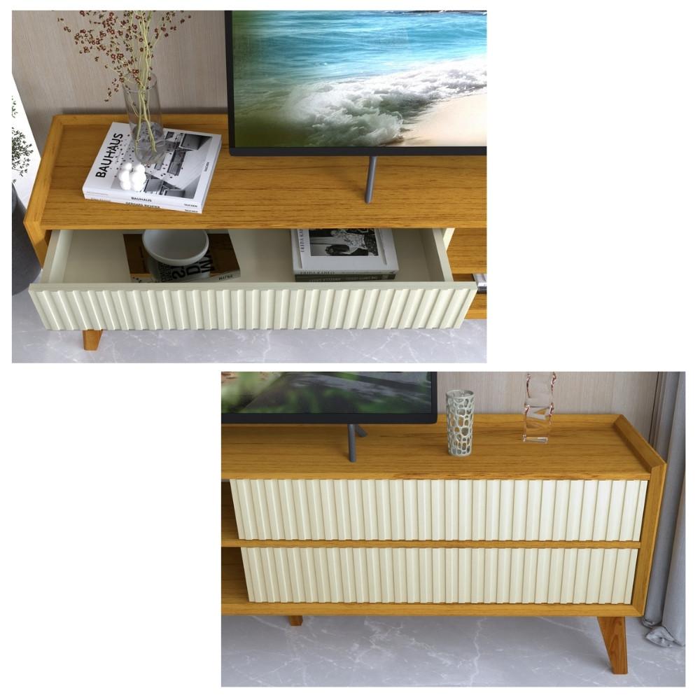 Rack Ripado para TV até 85 Polegadas 4 Gavetas com Pés de Madeira Maciça em MDF Magnífico Gelius - 3