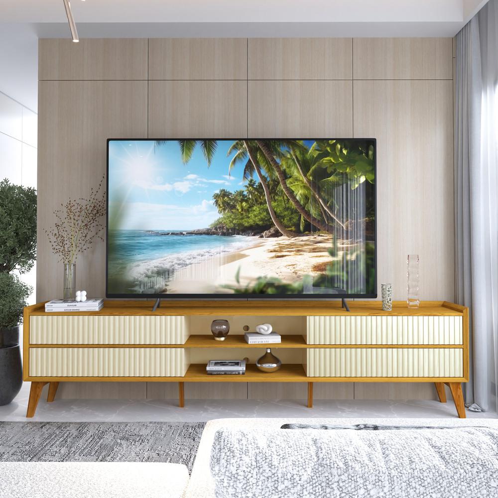 Rack Ripado para TV até 85 Polegadas 4 Gavetas com Pés de Madeira Maciça em MDF Magnífico Gelius - 7