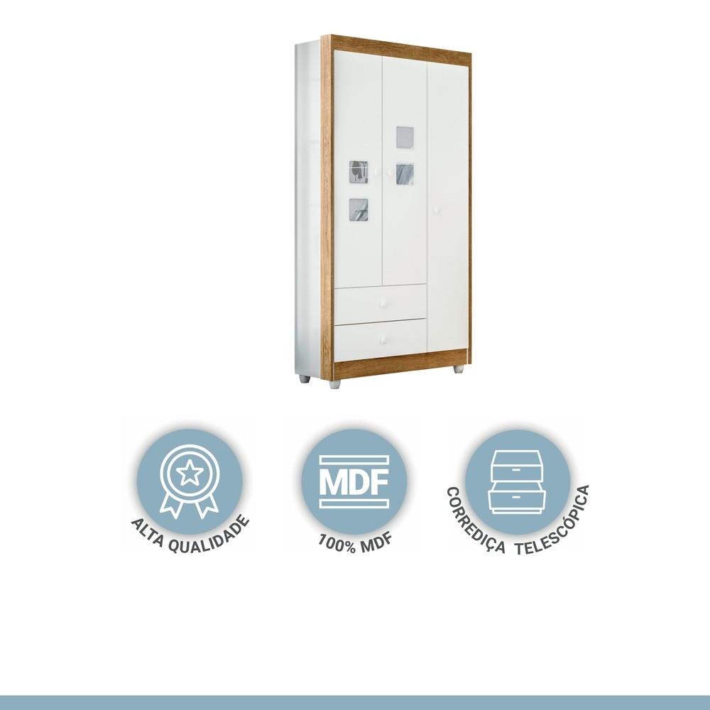 Guarda Roupa Infantil Flex 3 Portas 2 Gavetas - 7