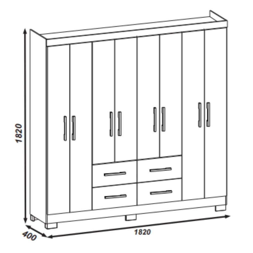 Guarda Roupa Casal 8 Portas 4 Gavetas com Pés Itapema - 4