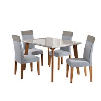 Conjunto Sala de Jantar Mesa 120cm Tampo de Vidro Dubai 4 Cadeiras Paris Madetal - 2