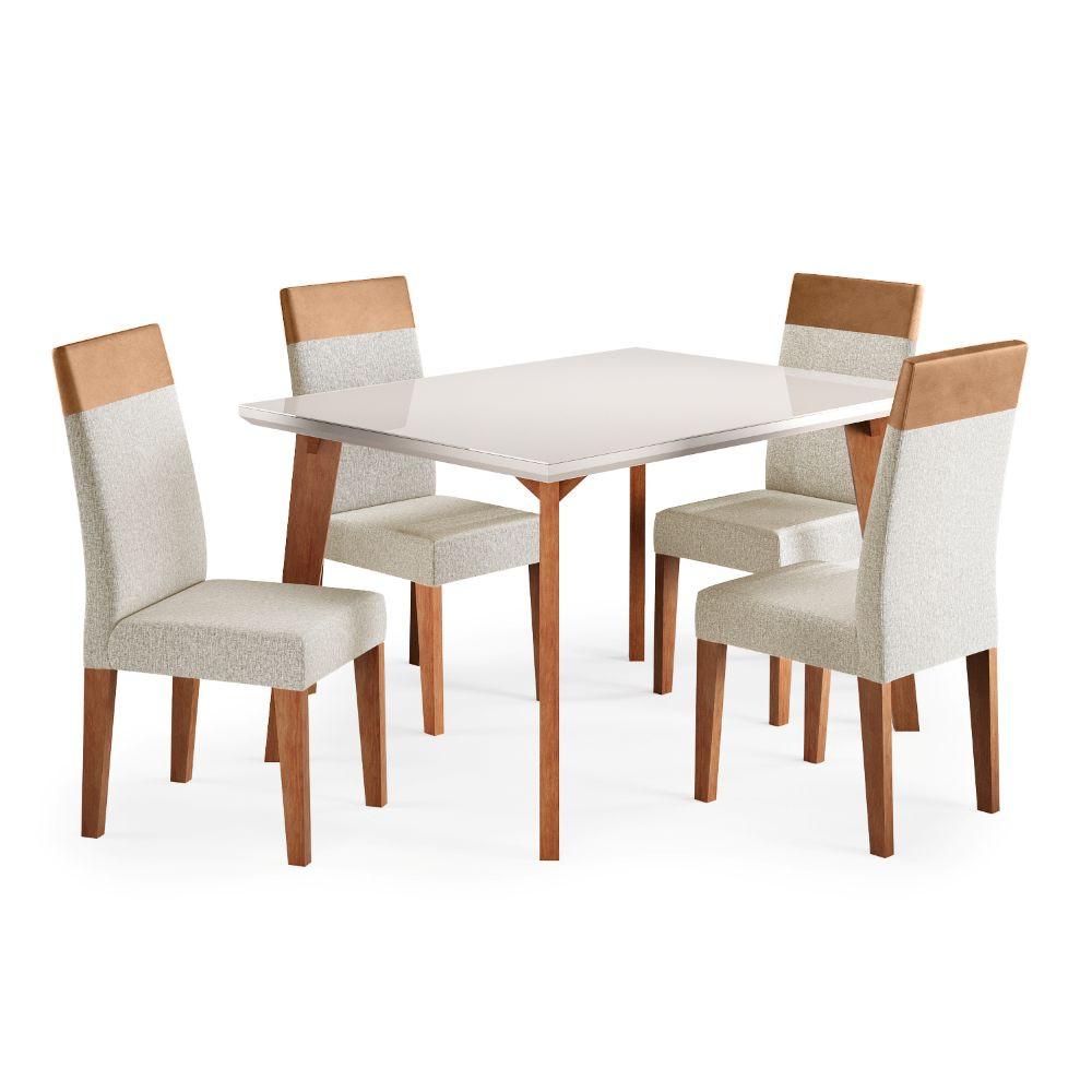 Conjunto Sala de Jantar Mesa 120cm Tampo de Vidro Dubai 4 Cadeiras Paris Madetal - 2