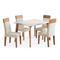 Conjunto Sala de Jantar Mesa 120cm Tampo de Vidro Dubai 4 Cadeiras Paris Madetal - 2