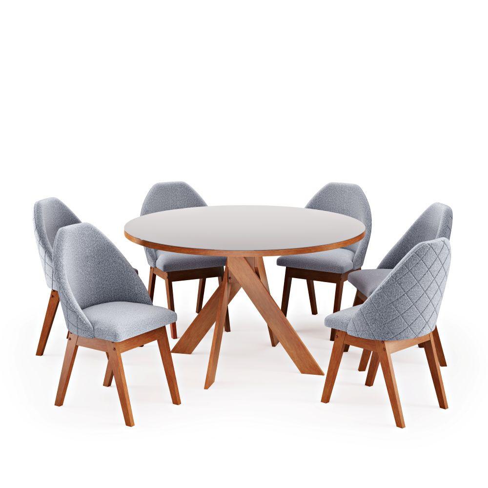 Conjunto Sala de Jantar Mesa Mônaco 137cm 6 Poltronas Grecia Madetal - 2