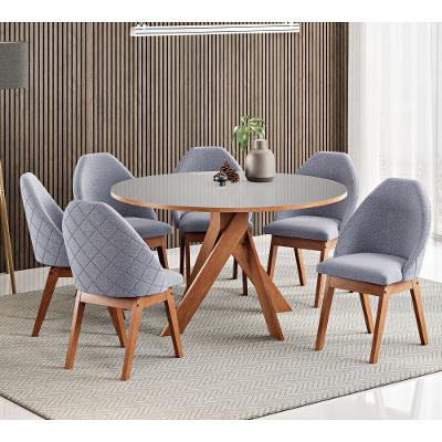 Conjunto Sala de Jantar Mesa Mônaco 137cm 6 Poltronas Grecia Madetal
